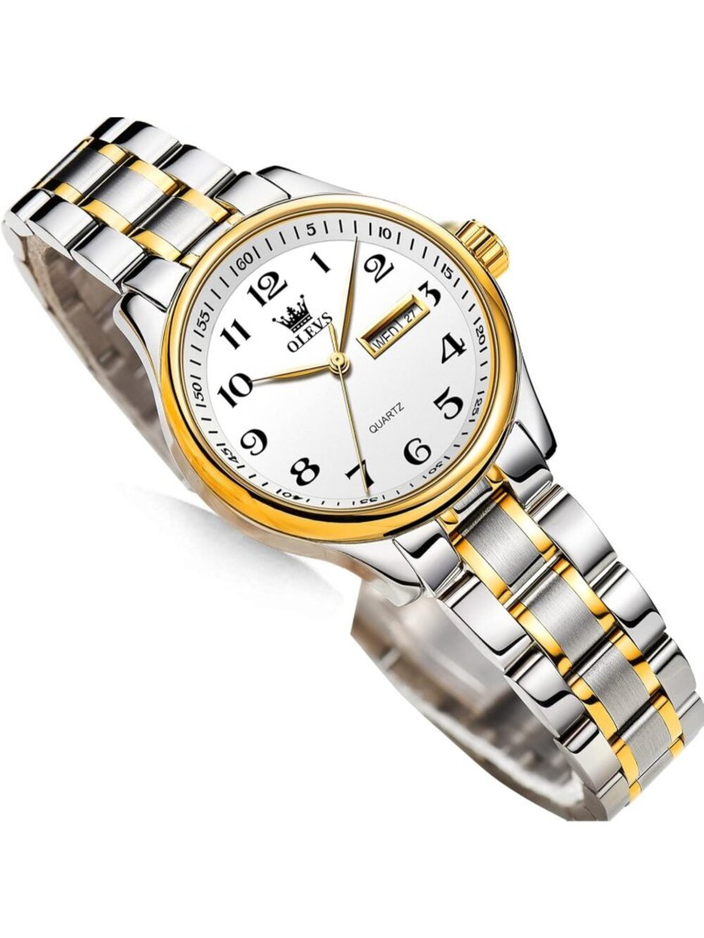 Women Silver White Adjustable Strap Stainless Steel Arabic Numerals Luxury Watch